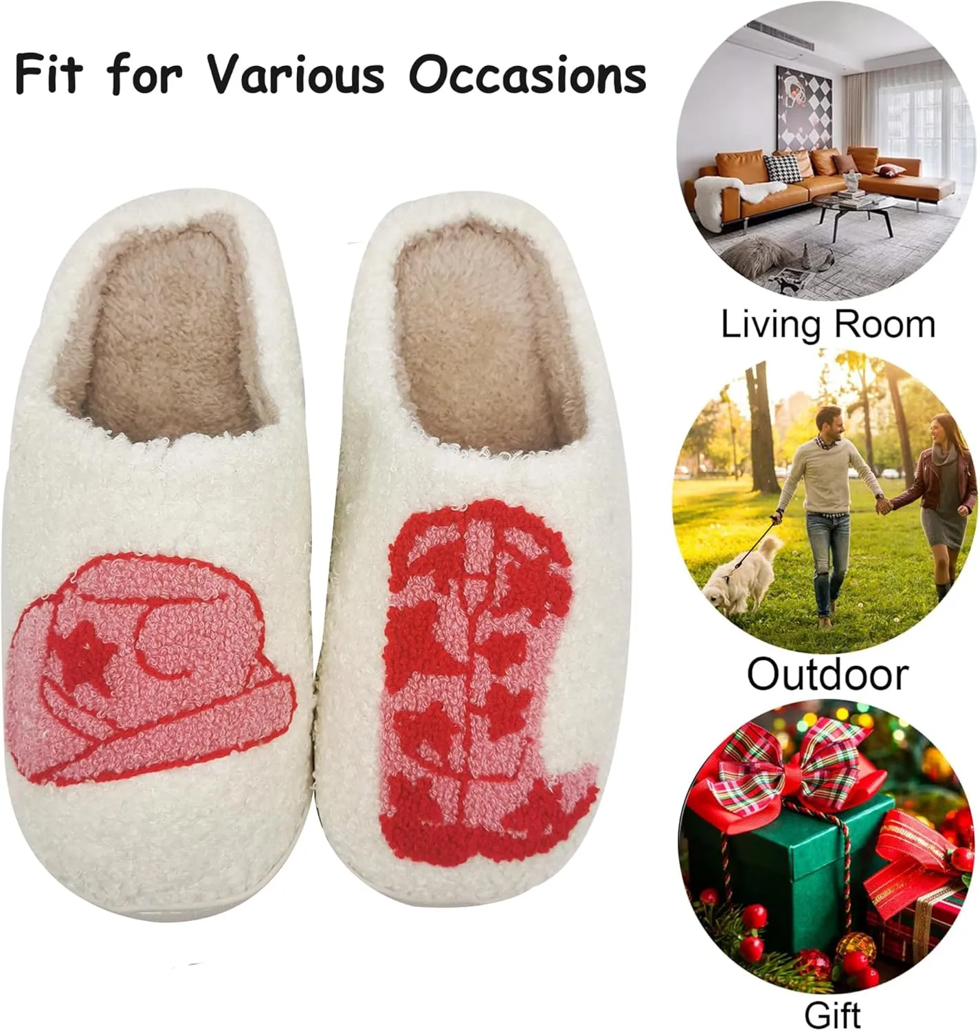 House Slippers for Women Men, Plush Warm Fuzzy Slippers, Cozy Memory Foam Checkered Slippers, Bedroom Indoor Outdoor Slip on Plaid Shoes with Fur