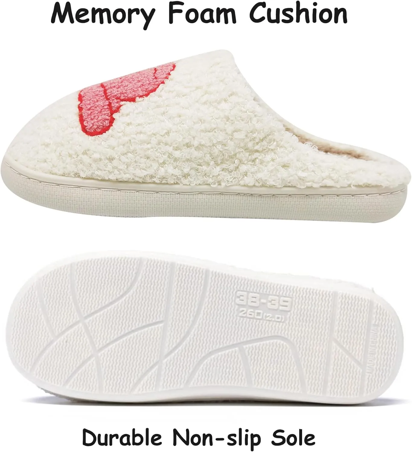 House Slippers for Women Men, Plush Warm Fuzzy Slippers, Cozy Memory Foam Checkered Slippers, Bedroom Indoor Outdoor Slip on Plaid Shoes with Fur