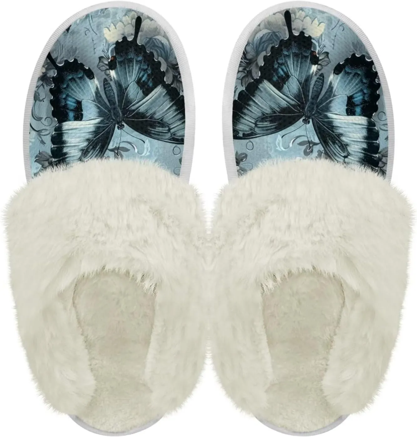 Howilath Fuzzy Slippers Women with Fur Edges House Shoes Bedroom Plush Slippers for Indoor & Outdoor