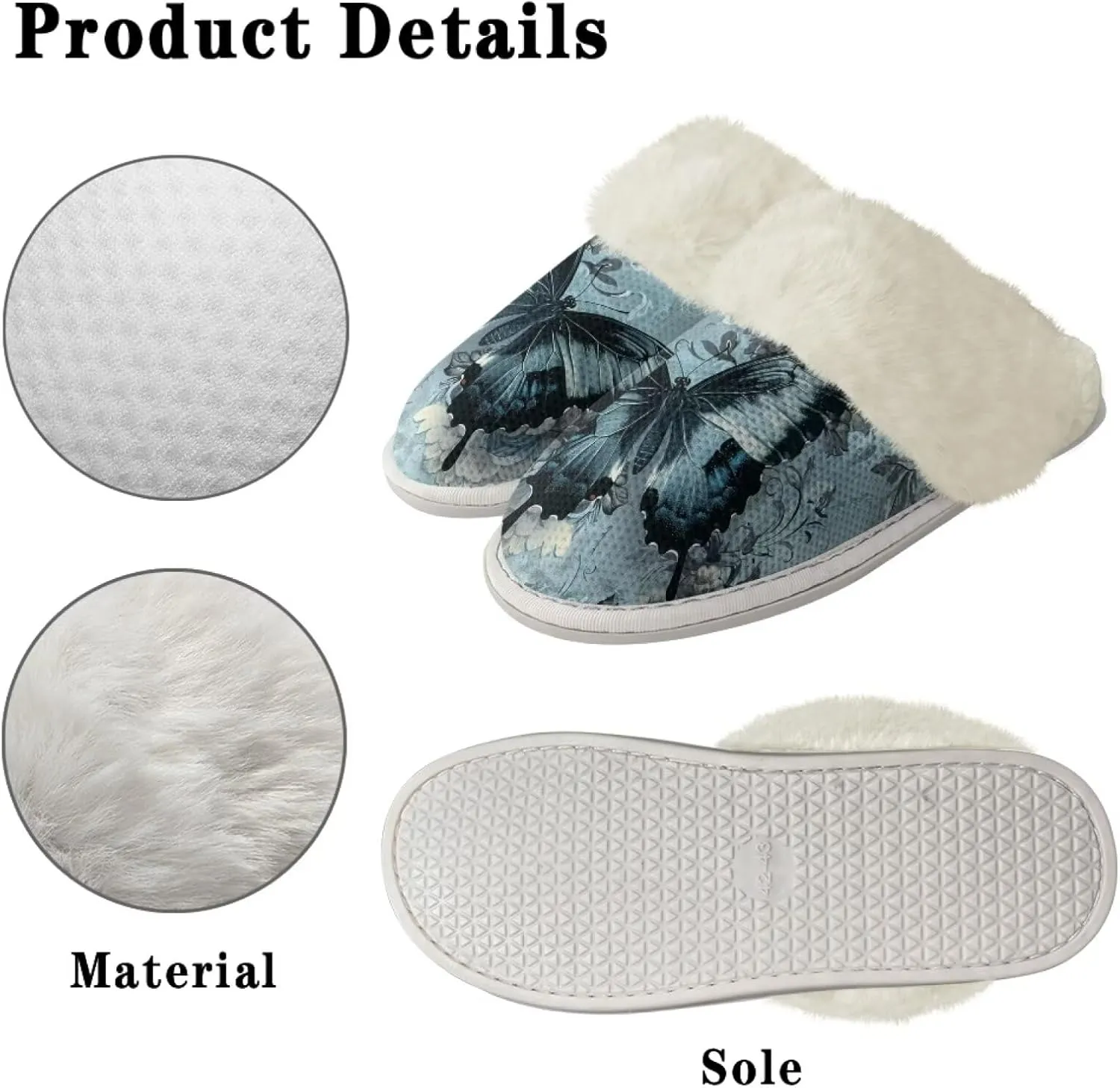 Howilath Fuzzy Slippers Women with Fur Edges House Shoes Bedroom Plush Slippers for Indoor & Outdoor