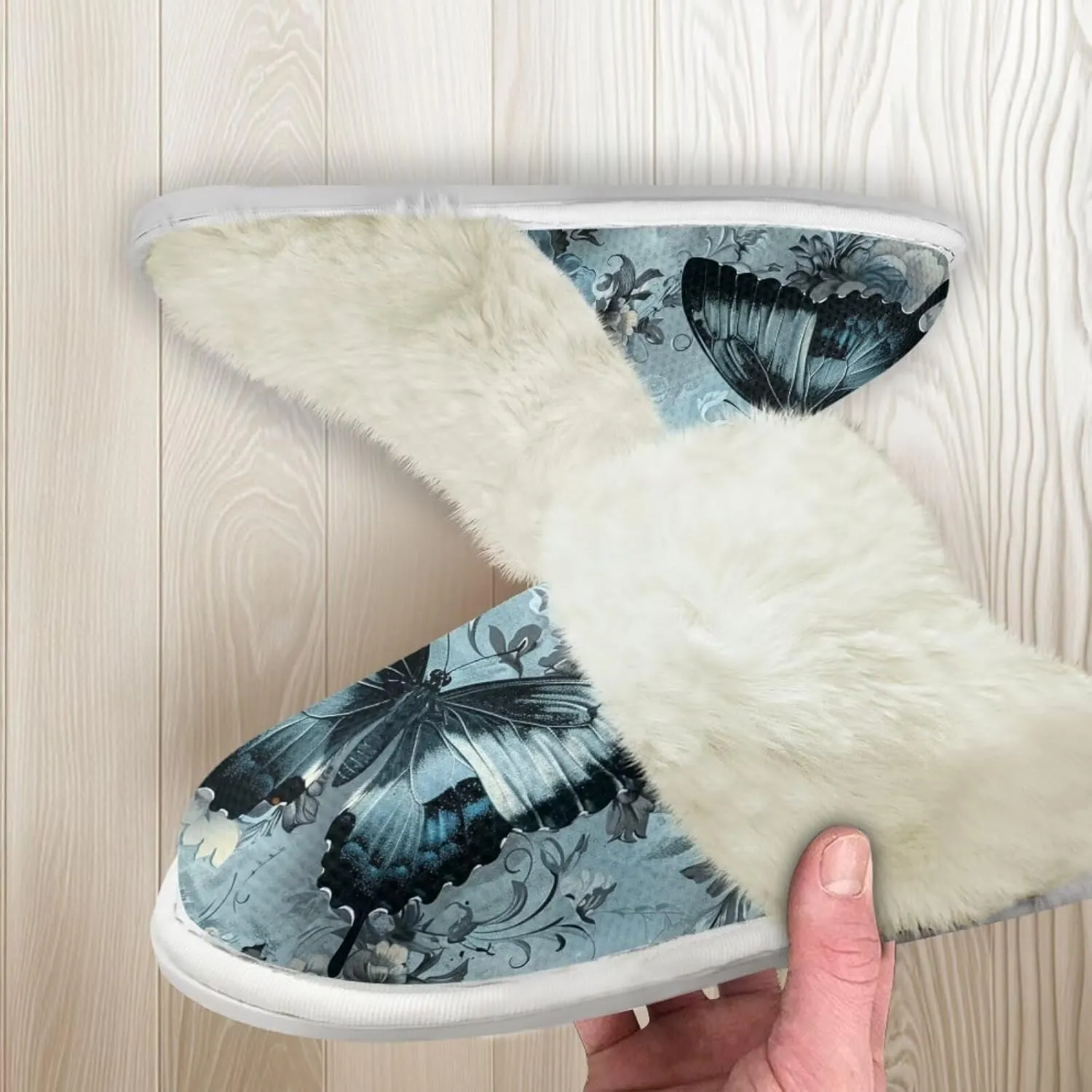 Howilath Fuzzy Slippers Women with Fur Edges House Shoes Bedroom Plush Slippers for Indoor & Outdoor