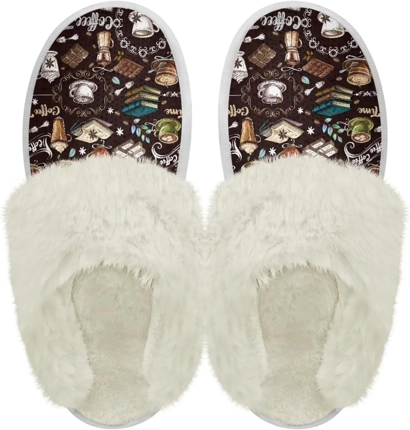 Howilath Fuzzy Slippers Women with Fur Edges House Shoes Bedroom Plush Slippers for Indoor & Outdoor