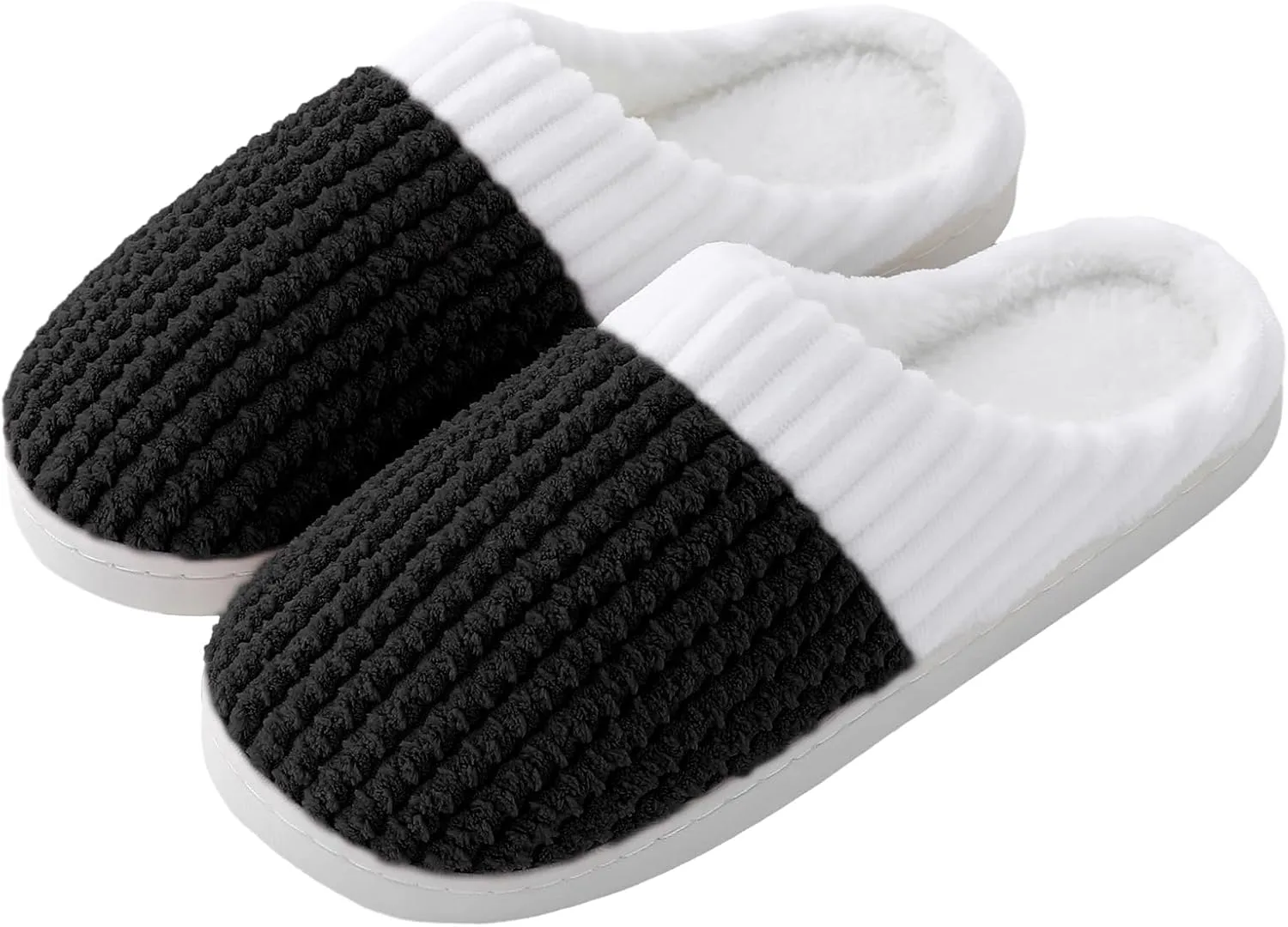 HUXMEYSON Slippers for Women, Memory Foam Womens Slippers, Cozy & Warm House Slippers for Woman Indoor Outdoor with Faux Fur Lining & Anti-Slip Sole