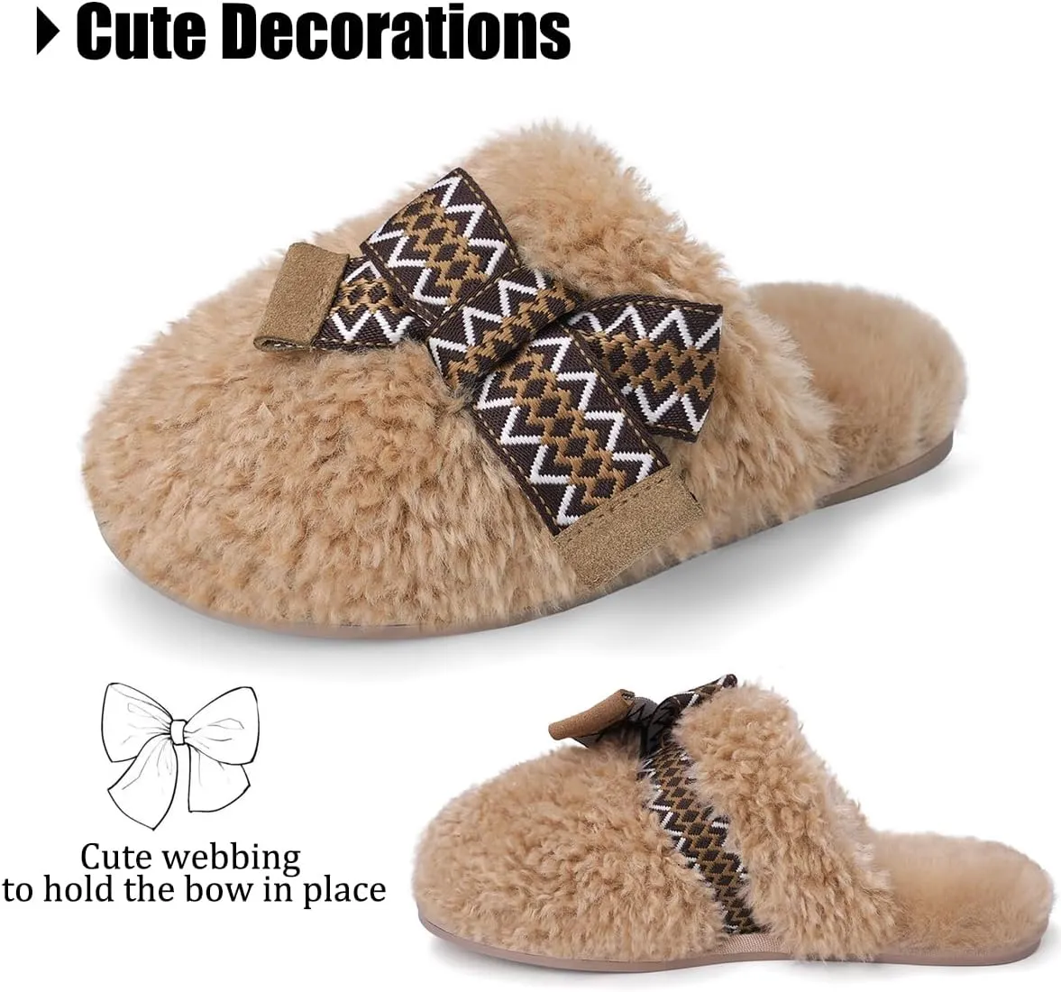 IPSAE Womens Maxi Curly Slide Slippers Winter Memory Foam Slippers Cozy Fuzzy Slippers Women Gifts House Cloud Bow Slippers for Women.