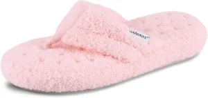 isotoner Women's Cozy Plush Terry Knit Joey Thong Slippers with Enhanced Heel Cushion