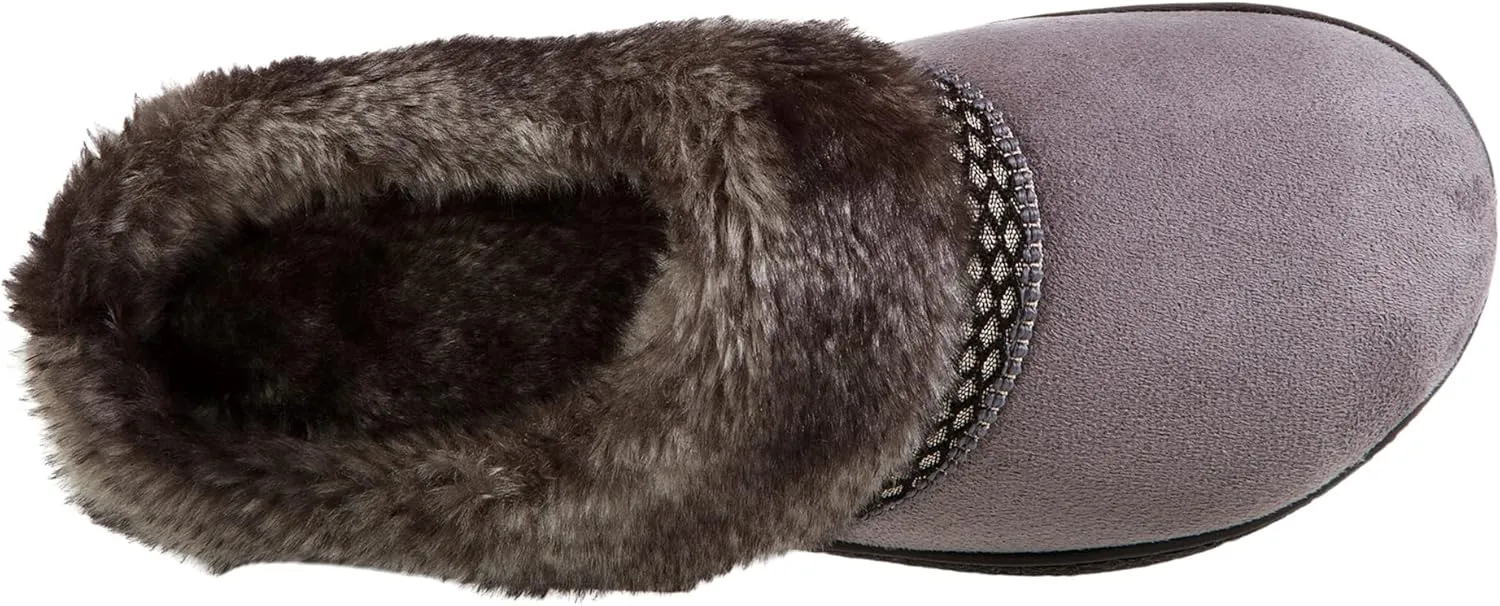 isotoner Women's Microsuede Mallory Hoodback Slipper, with Memory Foam and Indoor/Outdoor Sole