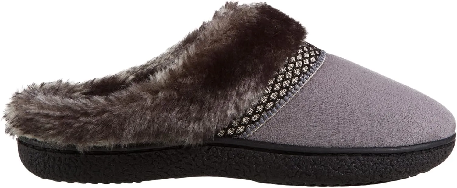 isotoner Women's Microsuede Mallory Hoodback Slipper, with Memory Foam and Indoor/Outdoor Sole