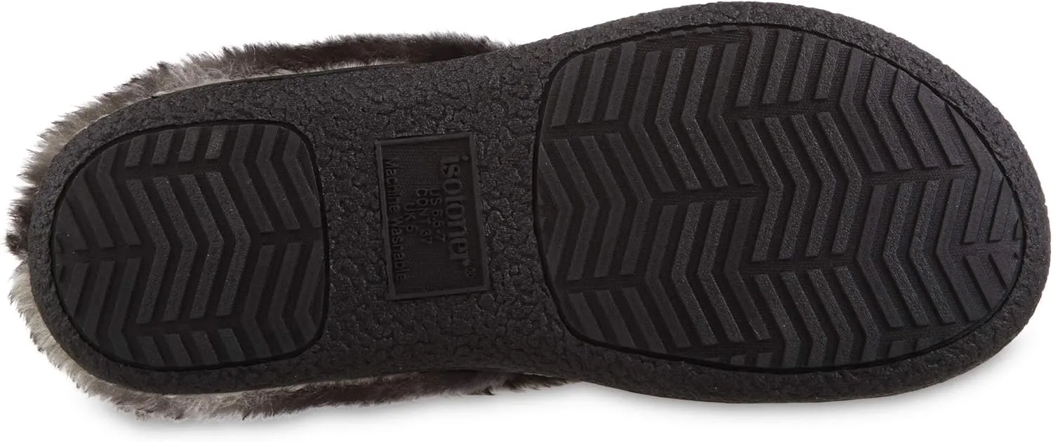 isotoner Women's Microsuede Mallory Hoodback Slipper, with Memory Foam and Indoor/Outdoor Sole