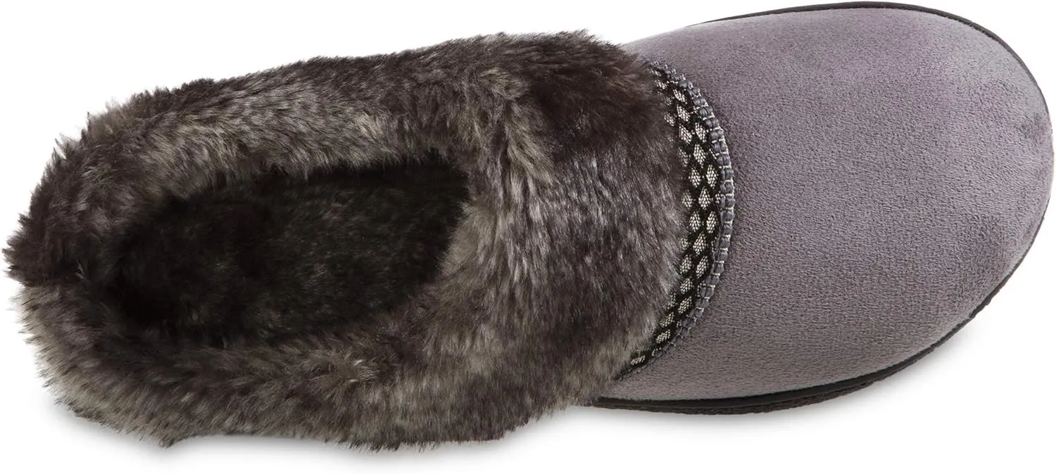 isotoner Women's Microsuede Mallory Hoodback Slipper, with Memory Foam and Indoor/Outdoor Sole
