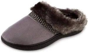 isotoner Women's Microsuede Mallory Hoodback Slipper, with Memory Foam and Indoor/Outdoor Sole
