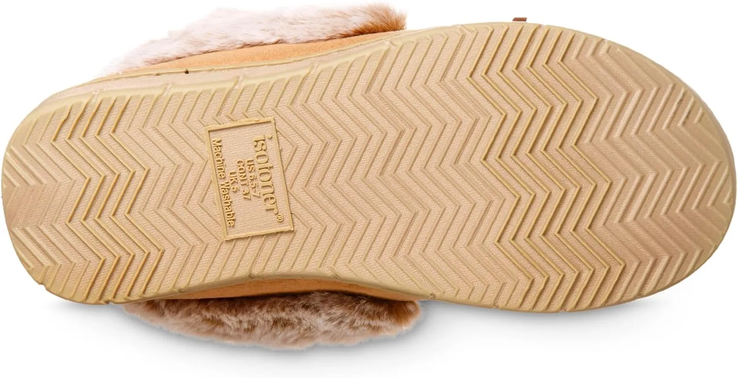 isotoner Women's Microsuede Moccasin Slippers Non-Slip, Indoor/Outdoor, Memory Foam, Machine Washable