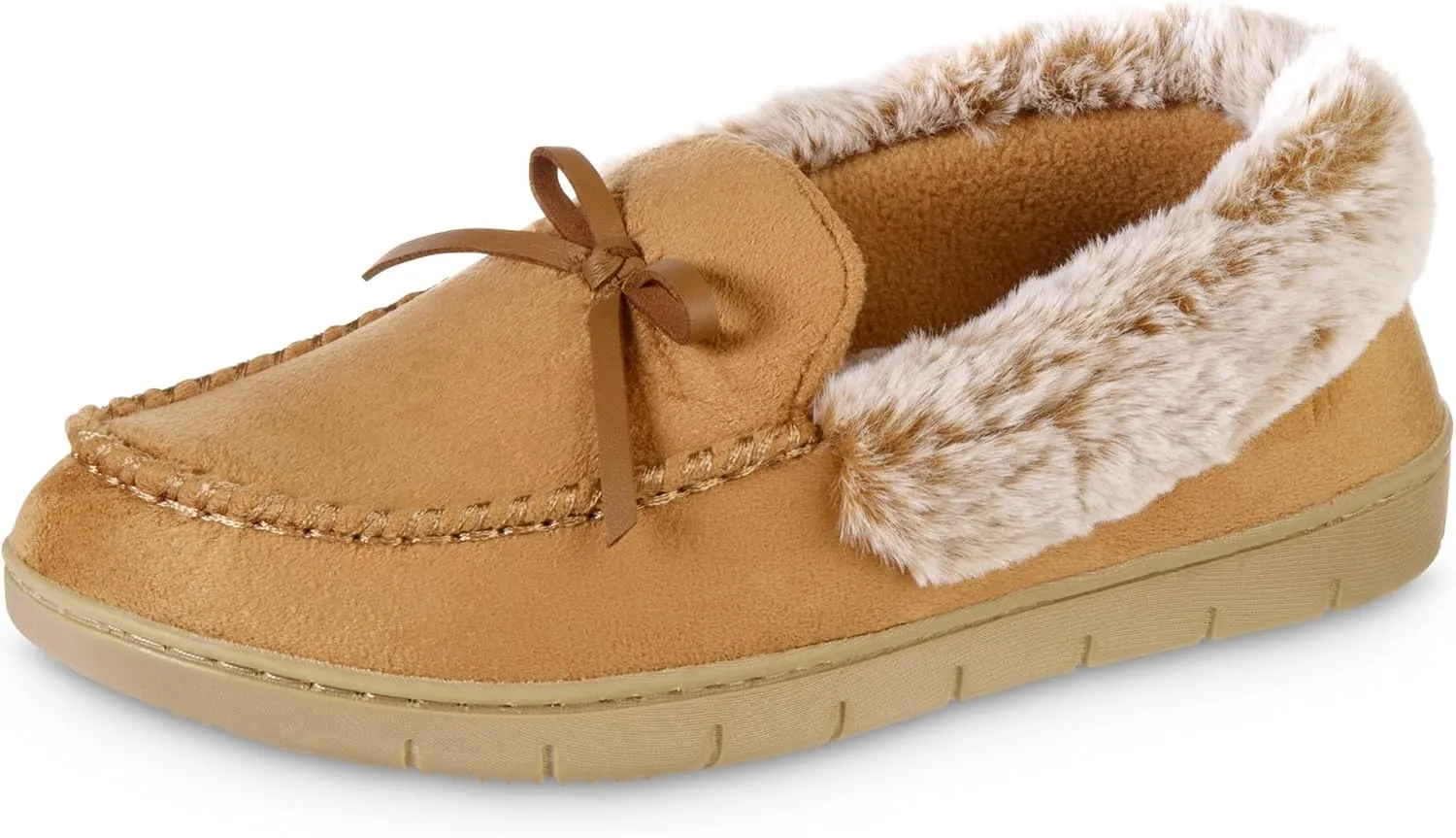 isotoner Women's Microsuede Moccasin Slippers Non-Slip, Indoor/Outdoor, Memory Foam, Machine Washable