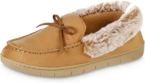 isotoner Women's Microsuede Moccasin Slippers Non-Slip, Indoor/Outdoor, Memory Foam, Machine Washable