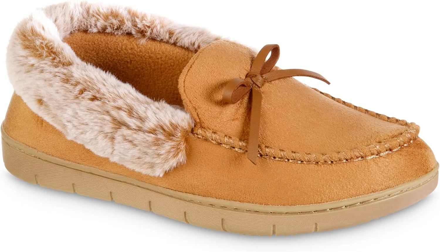 isotoner Women's Microsuede Moccasin Slippers Non-Slip, Indoor/Outdoor, Memory Foam, Machine Washable