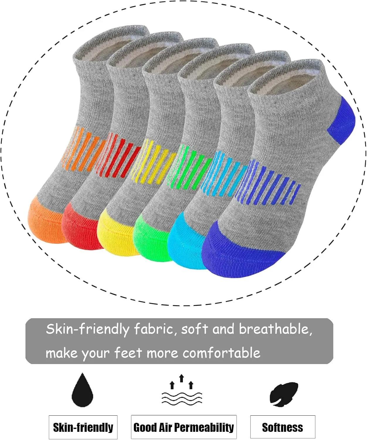 JAMEGIO boys socks 12 Pairs kids Half Cushion Low Cut Sock Sport Ankle Athletic Sock for Little Big Kids