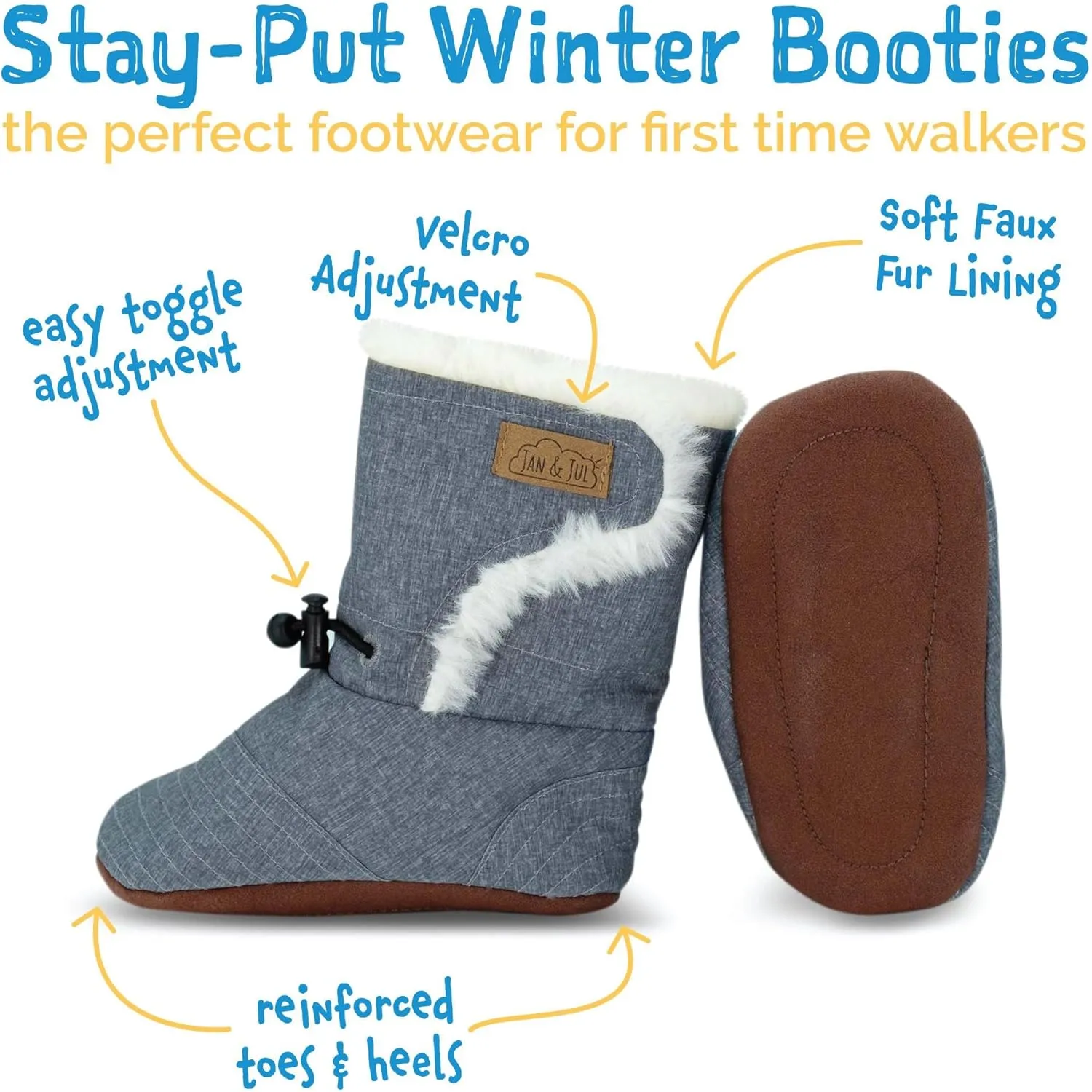 JAN & JUL Faux Fur Lined Winter Booties for Babies and Toddlers