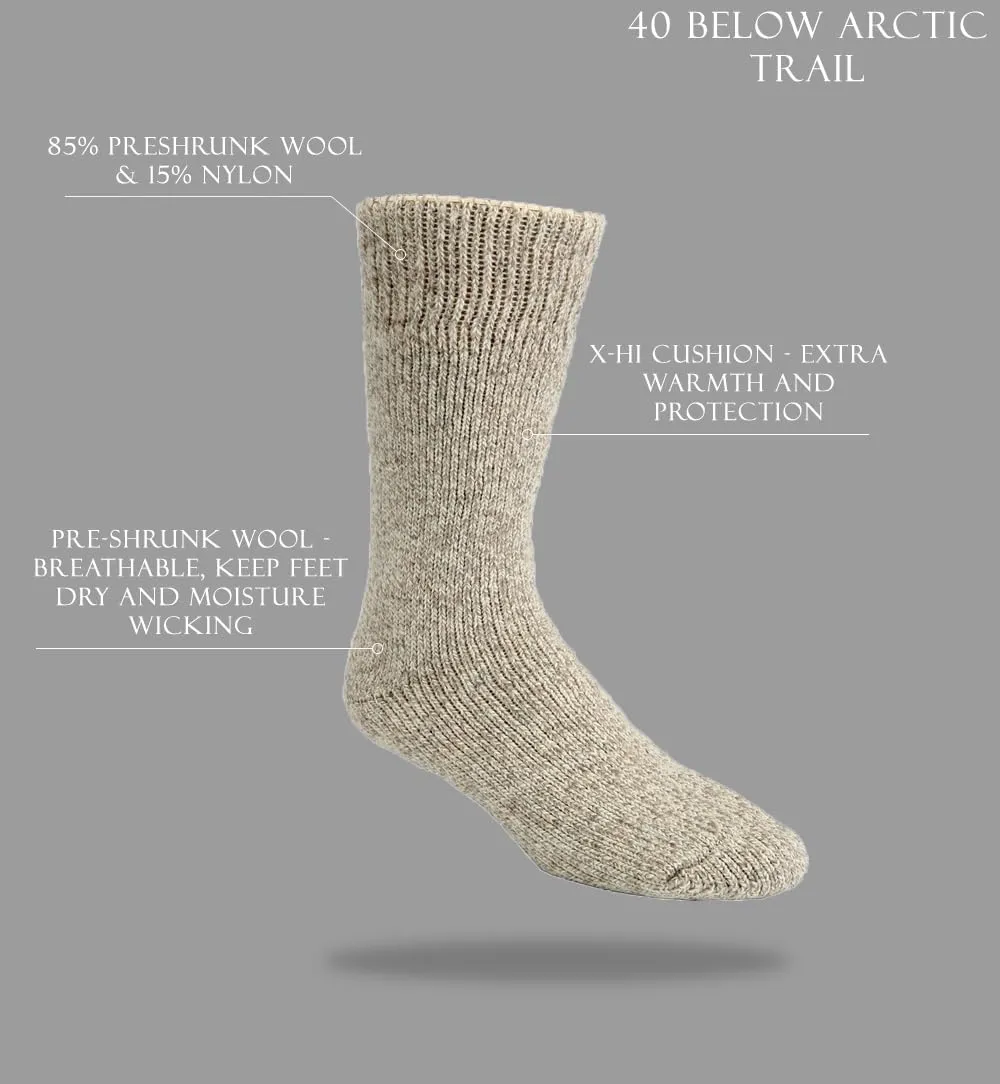 J.B. Field's -40 Below Arctic Trail Thermal Winter Socks for Hiking, Trekking & Outdoor Activity, 85% Preshrunk Wool