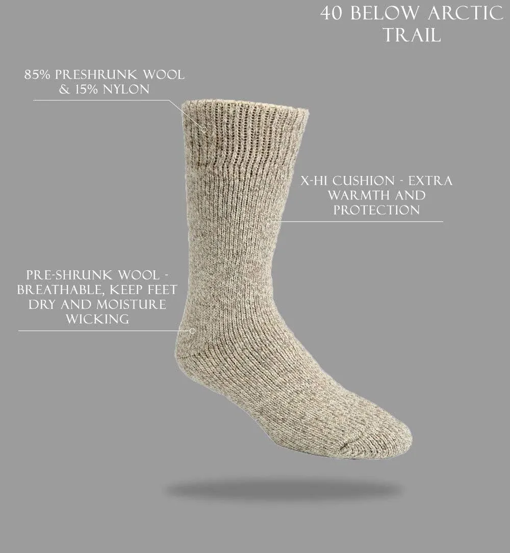 J.B. Field's -40 Below Arctic Trail Thermal Winter Socks for Hiking, Trekking & Outdoor Activity, 85% Preshrunk Wool
