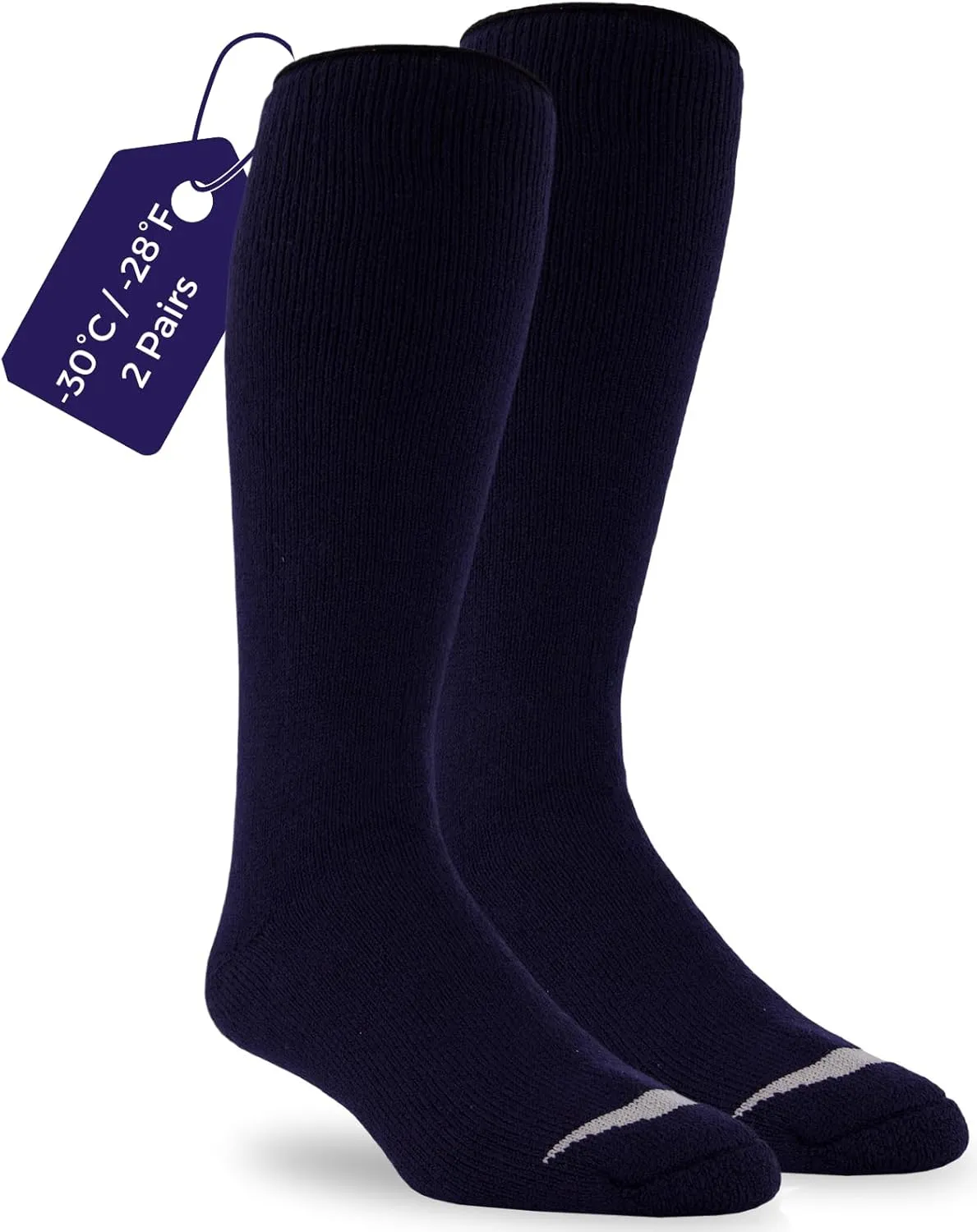 J.B. Field's Alpine -30 Below Winter Socks, Over-the-Calf Merino Wool Thermal Socks, 2 Pairs