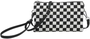 JEN & CO. Riley Checkered Crossbody Bag - Trendy Cross Body Purse with Detachable Wristlet Strap, Clutch