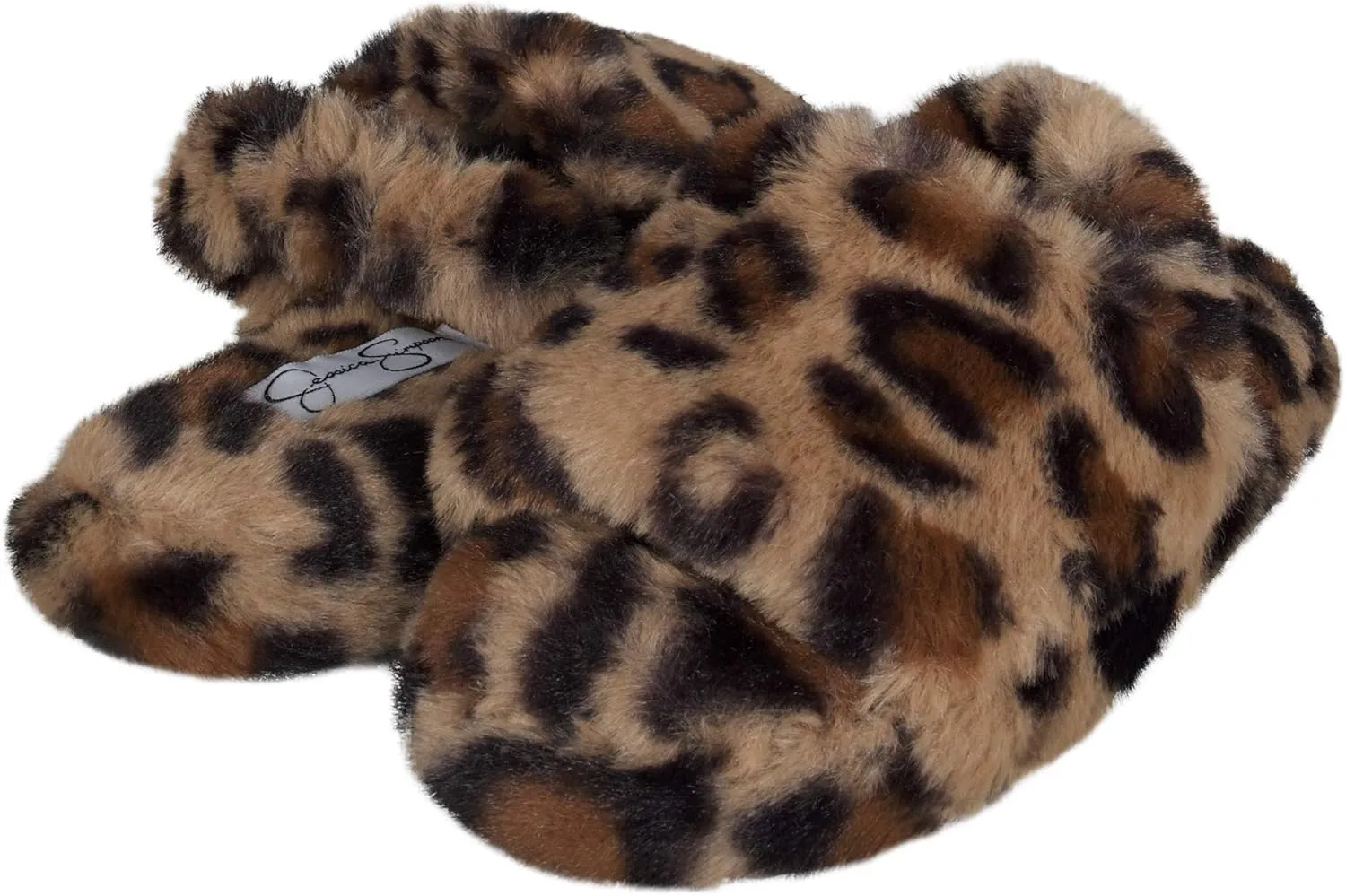 Jessica Simpson Girl's Plush Faux Fur Slip on House Slippers with Memory Foam