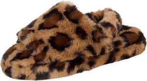 Jessica Simpson Girl's Plush Faux Fur Slip on House Slippers with Memory Foam