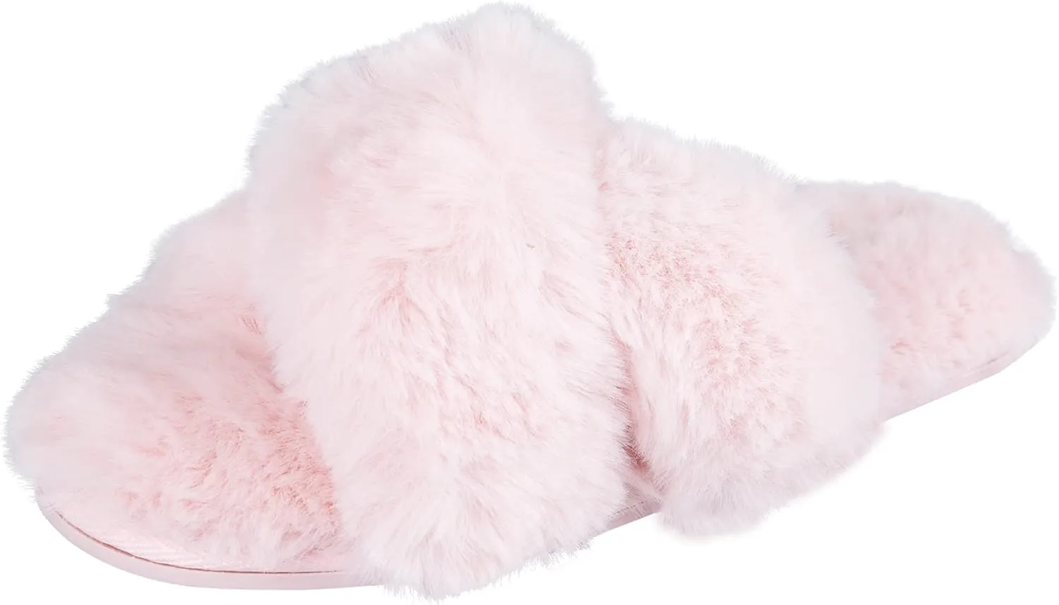 Jessica Simpson Girl's Plush Faux Fur Slip on House Slippers with Memory Foam