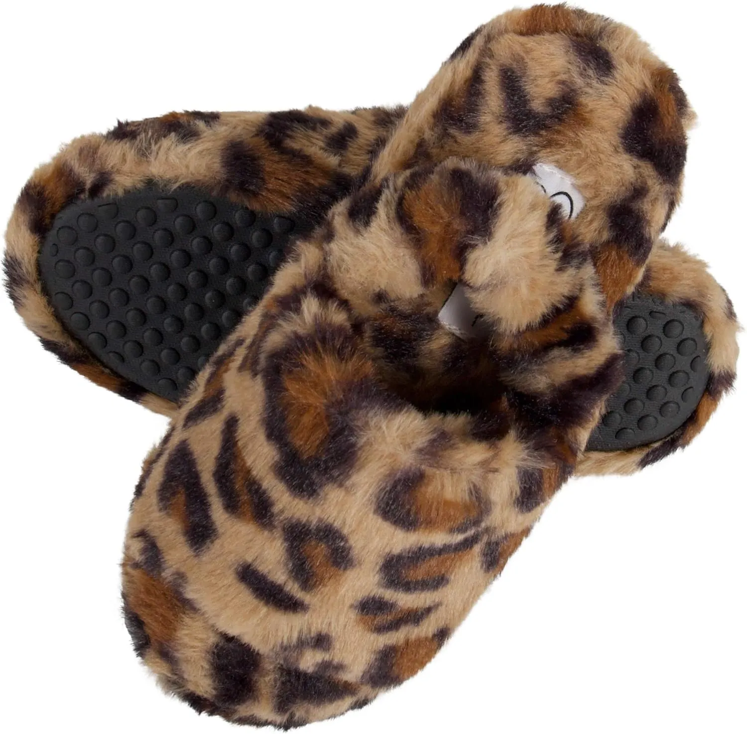 Jessica Simpson Girl's Plush Faux Fur Slip on House Slippers with Memory Foam