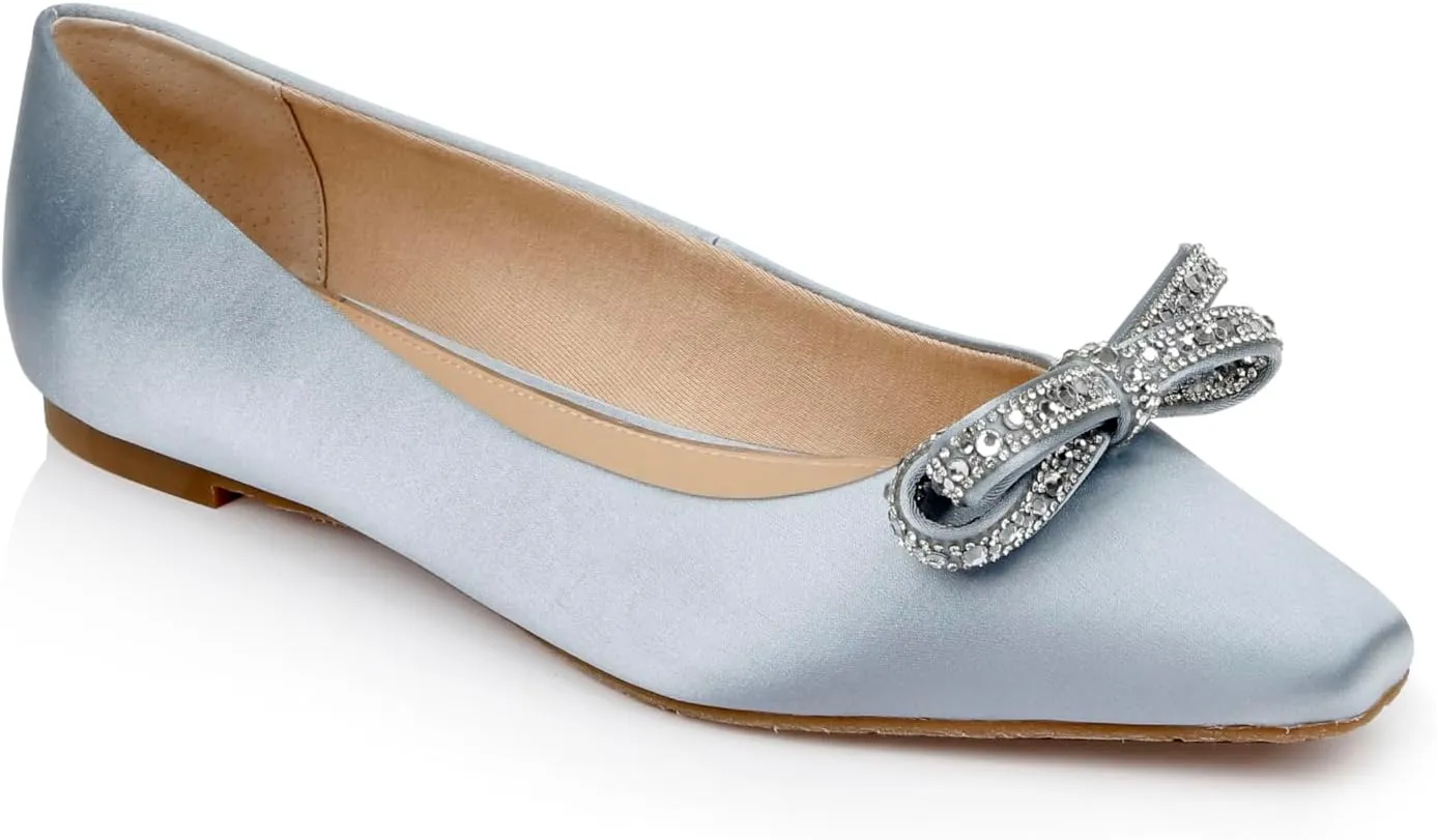 Jewel Badgley Mischka Hesther Ballerina Flats with Rhinestone Bow
