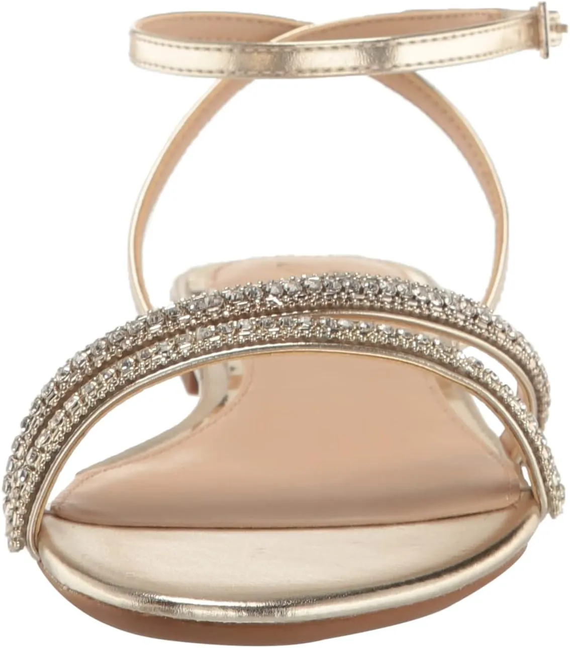 Jewel Badgley Mischka Roslyn Metallic Flat Sandal with Crystals