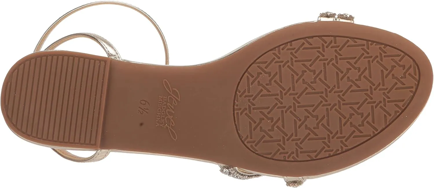 Jewel Badgley Mischka Roslyn Metallic Flat Sandal with Crystals