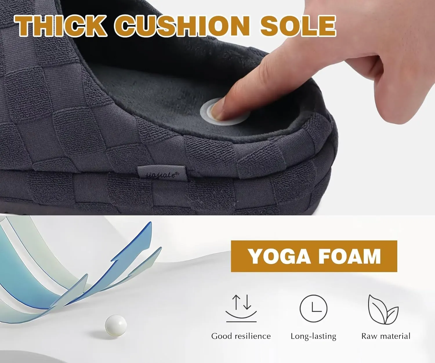 jiajiale Mens House Slippers Cozy Thick Cushion Yoga Foam Lightweight Warm Clog Slippers Slip On Indoor Outdoor Hard Rubber Sole