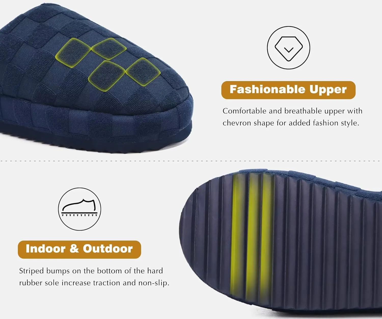 jiajiale Mens House Slippers Cozy Thick Cushion Yoga Foam Lightweight Warm Clog Slippers Slip On Indoor Outdoor Hard Rubber Sole