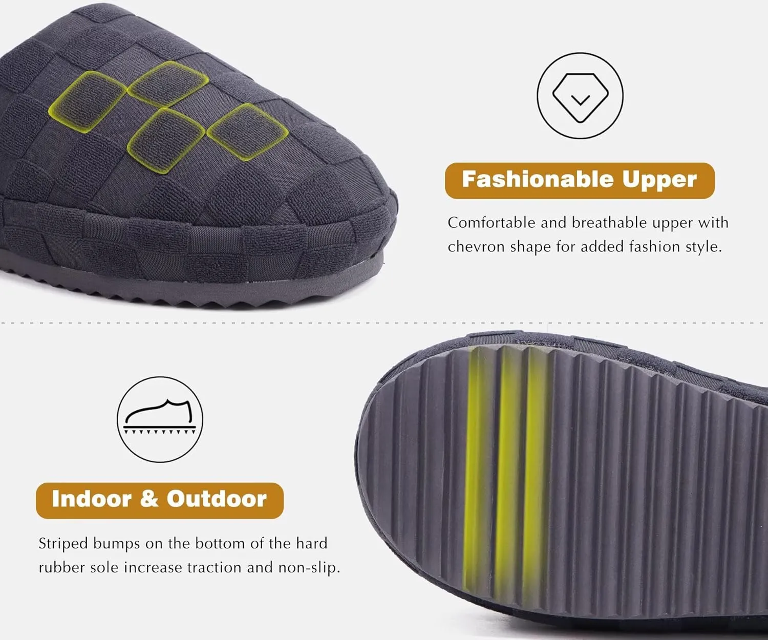 jiajiale Mens House Slippers Cozy Thick Cushion Yoga Foam Lightweight Warm Clog Slippers Slip On Indoor Outdoor Hard Rubber Sole