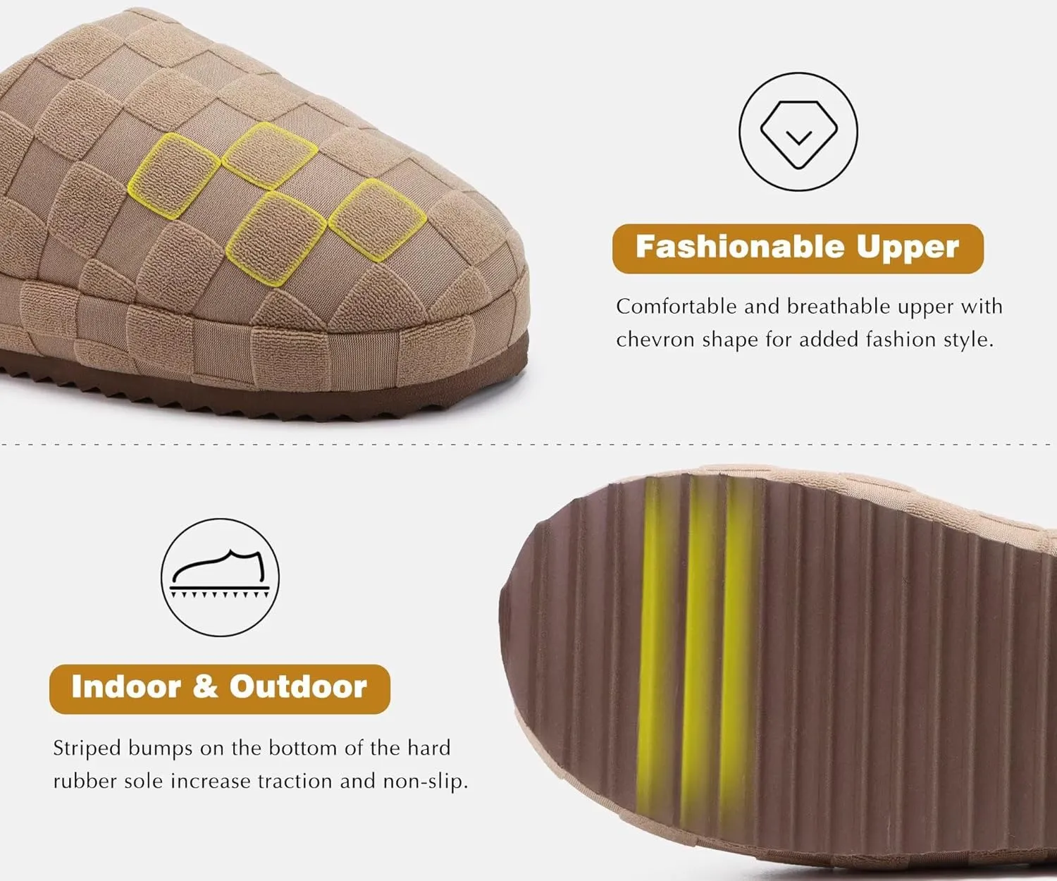 jiajiale Mens House Slippers Cozy Thick Cushion Yoga Foam Lightweight Warm Clog Slippers Slip On Indoor Outdoor Hard Rubber Sole