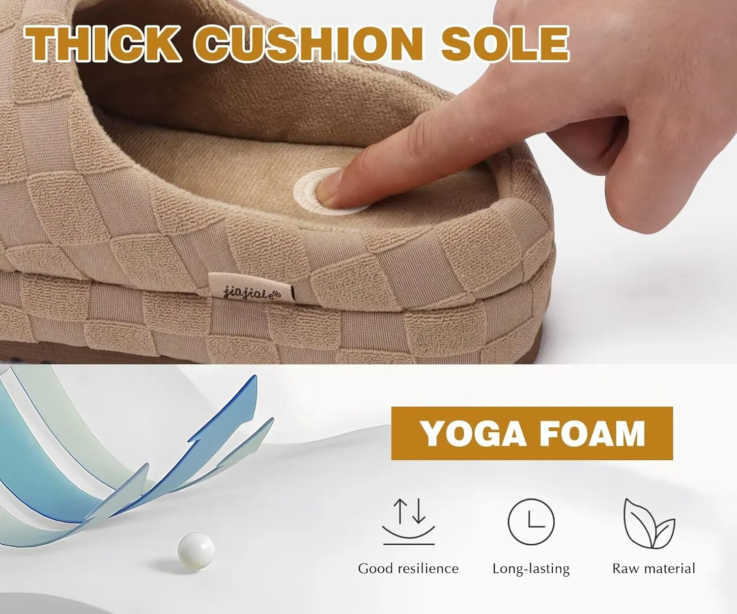 jiajiale Mens House Slippers Cozy Thick Cushion Yoga Foam Lightweight Warm Clog Slippers Slip On Indoor Outdoor Hard Rubber Sole