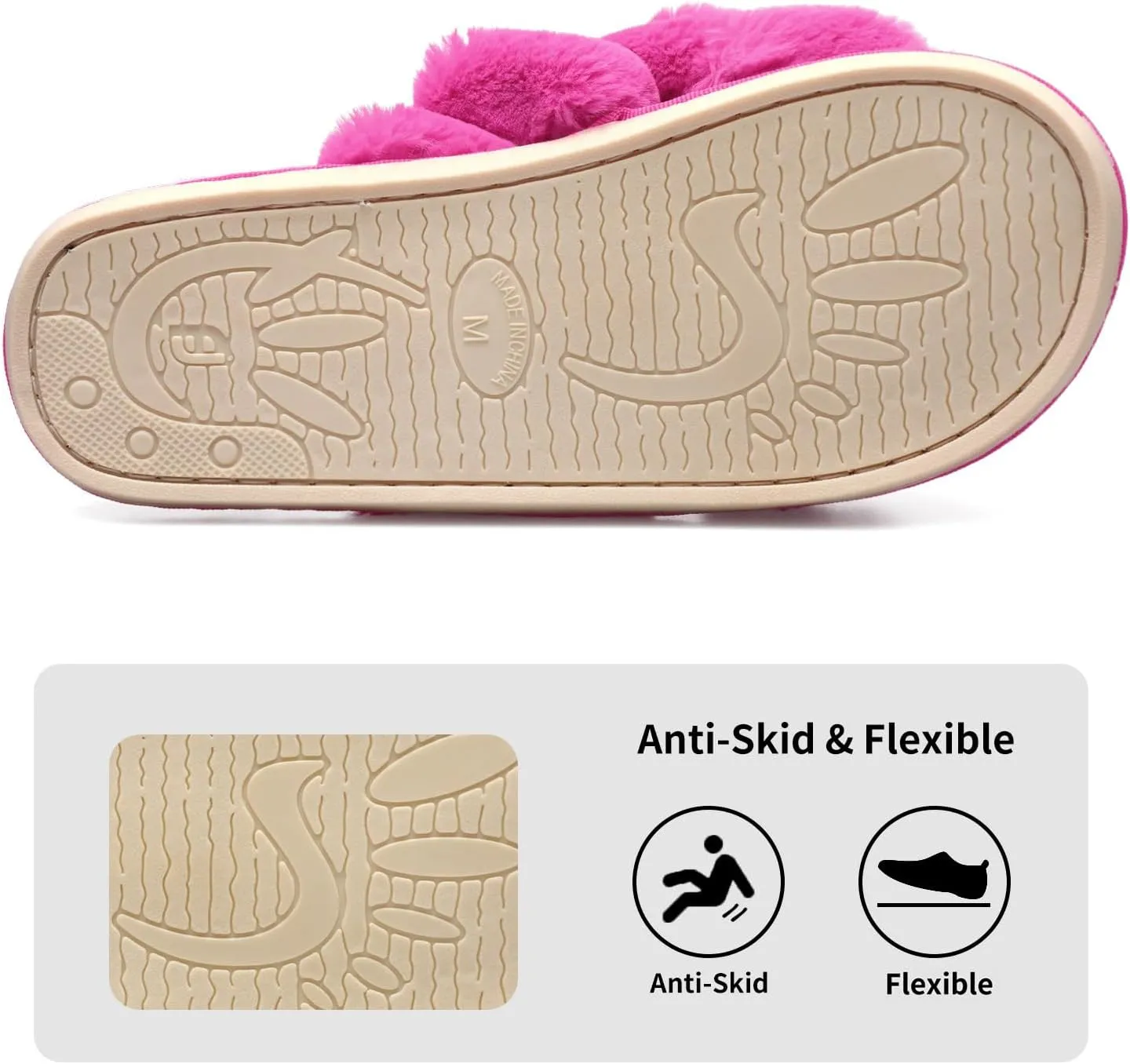 JIASUQI Women's Open Toe Slippers Fuzzy Fluffy House Slippers for Women Cozy Criss Cross Furry Slides Slippers