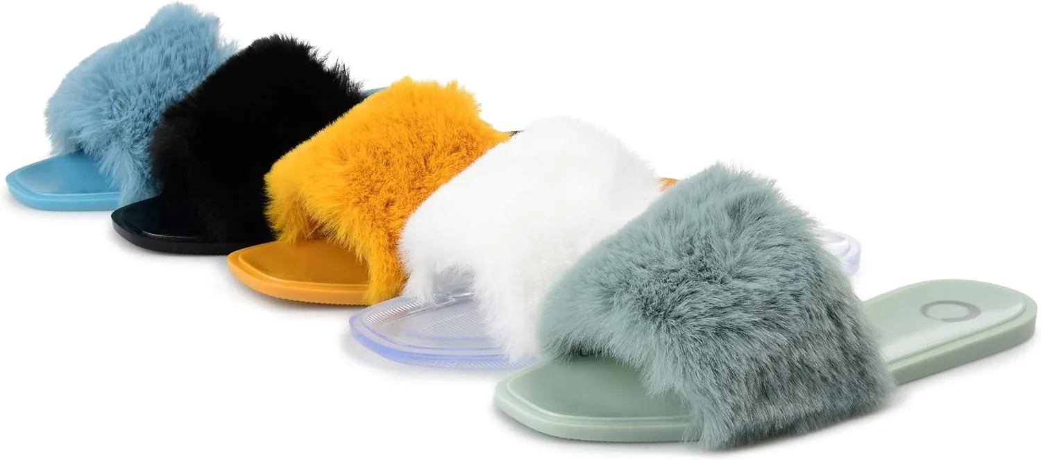 Journee Women's Faux Fur Dusk Slide