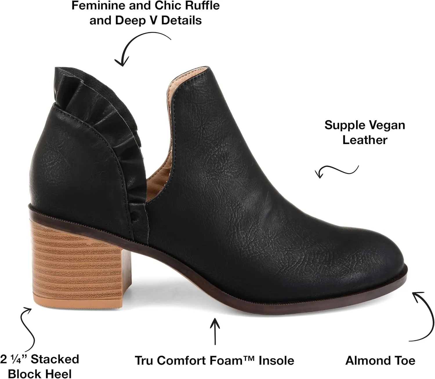 Journee Womens Lennie Tru Comfort Foam Slip On Stacked Heel Booties