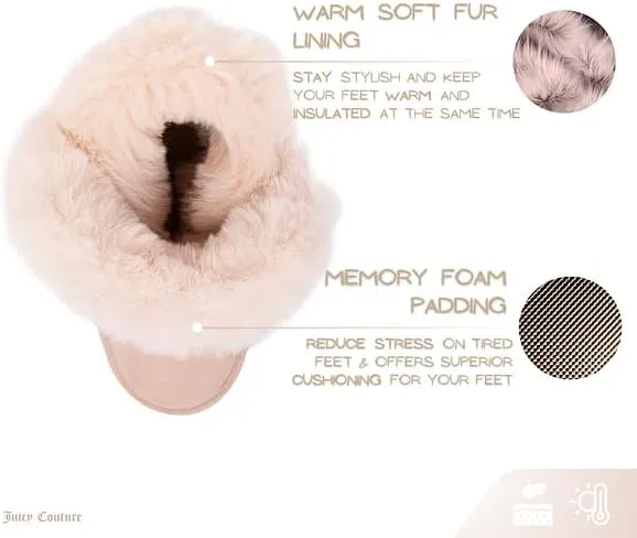 Juicy Couture Girls Winter Fur Boots Warm Insulated Fashion Booties Mid Calf Outdoor Snow Boot for Toddler/Little Kid/Big Kid