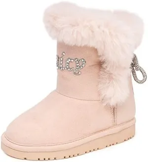 Juicy Couture Girls Winter Fur Boots Warm Insulated Fashion Booties Mid Calf Outdoor Snow Boot for Toddler/Little Kid/Big Kid