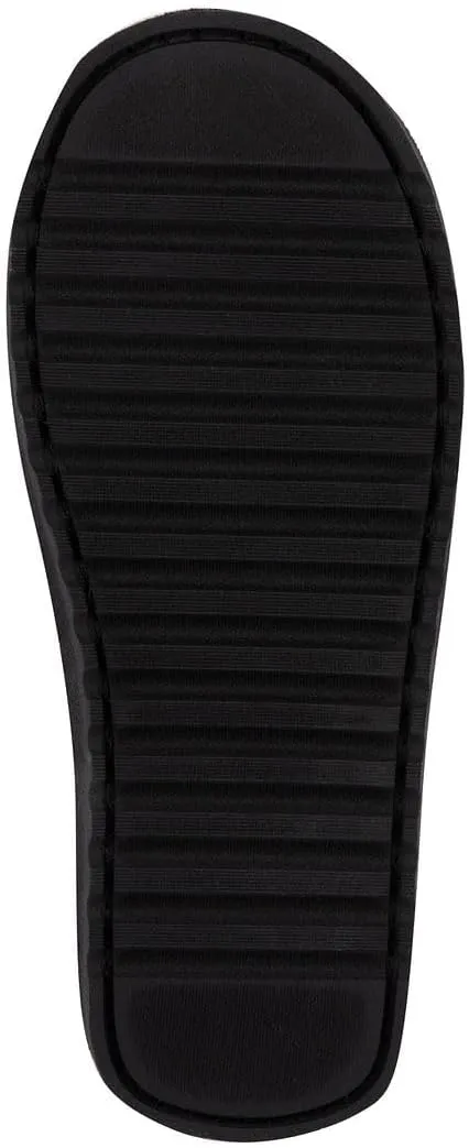 Juicy Couture Women's Faux Fur Slide Sandal Slippers, Open Toe, Comfortable Indoor Outdoor House Shoes