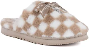 Juicy Couture Women's Faux Fur Slippers – Fuzzy Closed-Toe, Fluffy Winter House Shoes, Comfortable Slip-Ons