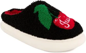 Juicy Couture Women's Faux Fur Slippers – Fuzzy Closed-Toe, Fluffy Winter House Shoes, Comfortable Slip-Ons