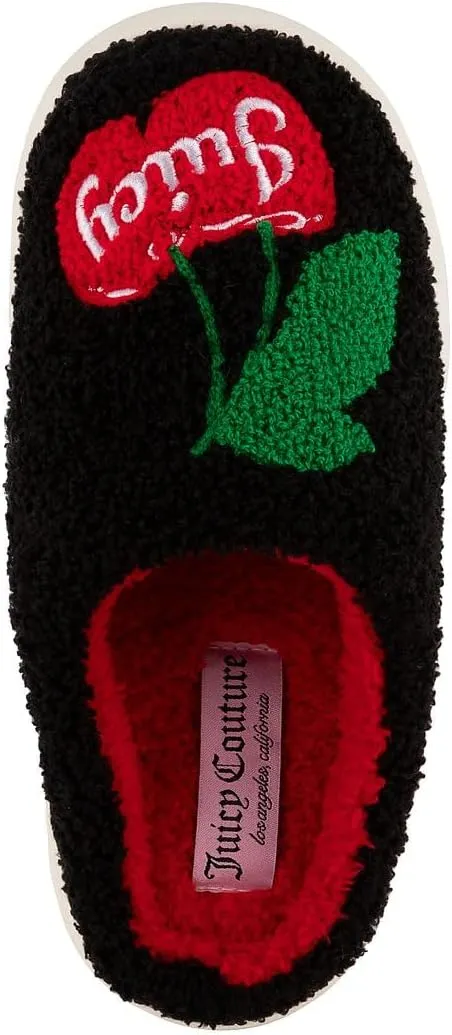 Juicy Couture Women's Faux Fur Slippers – Fuzzy Closed-Toe, Fluffy Winter House Shoes, Comfortable Slip-Ons