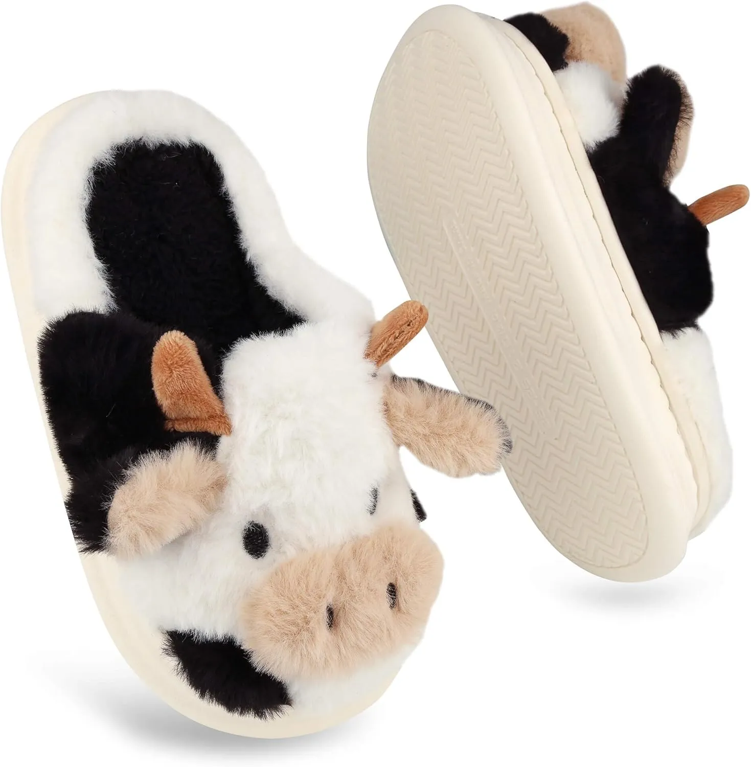 Kids Cow Slippers - Toddler Slippers for Boys & Girls, Cute Animal Design, Indoor/Outdoor Plush, Warm & Fuzzy, Memory Foam Insole