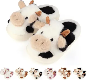 Kids Cow Slippers - Toddler Slippers for Boys & Girls, Cute Animal Design, Indoor/Outdoor Plush, Warm & Fuzzy, Memory Foam Insole
