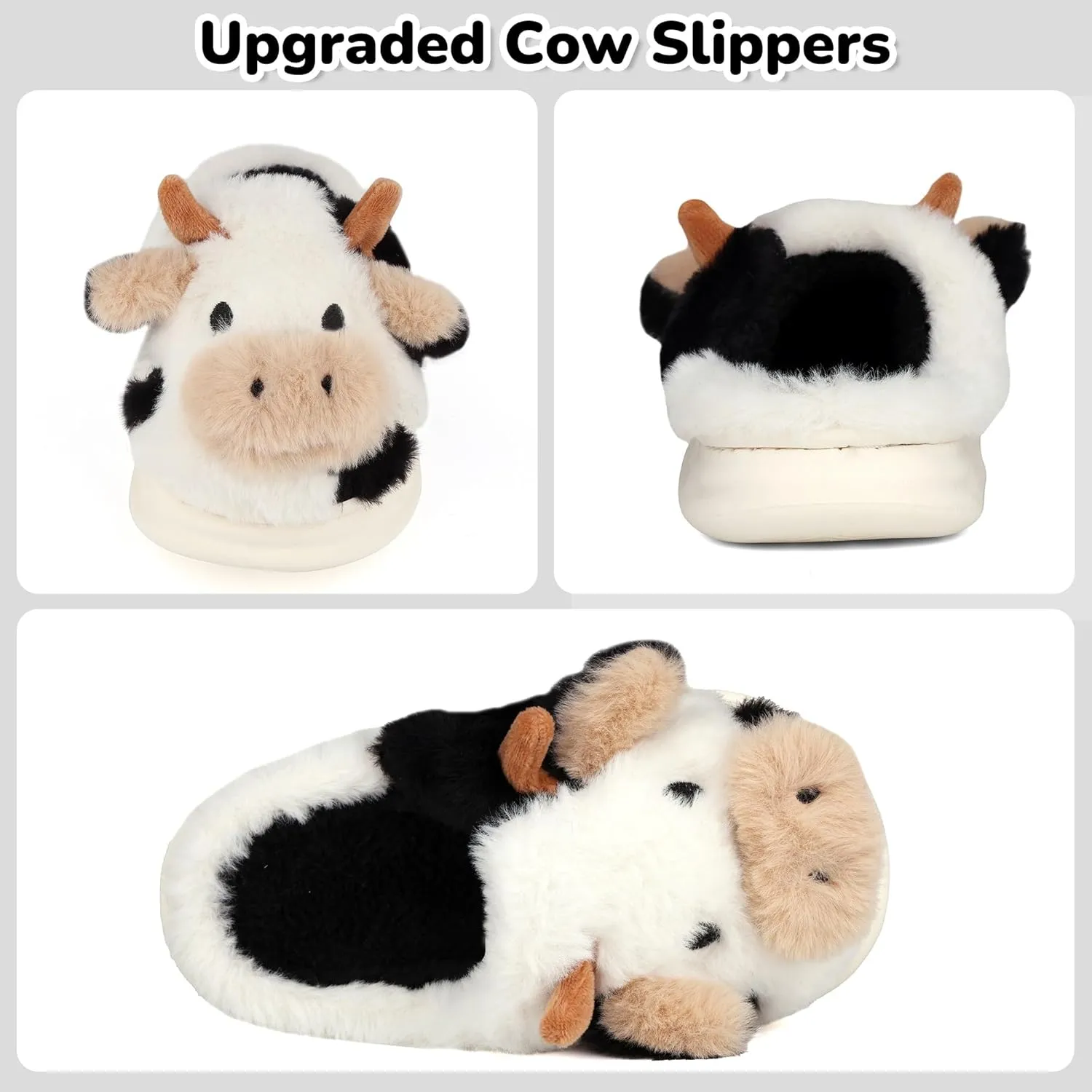 Kids Cow Slippers - Toddler Slippers for Boys & Girls, Cute Animal Design, Indoor/Outdoor Plush, Warm & Fuzzy, Memory Foam Insole