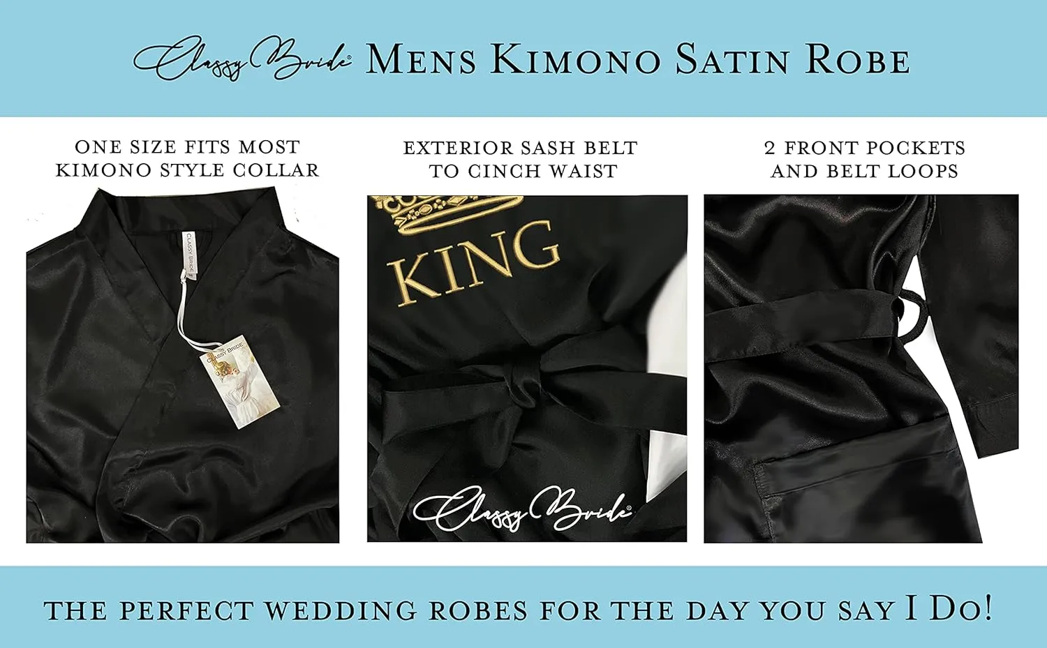 King & Queen Satin Robe Set - Gifts for Couples - Matching Satin Robes
