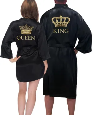 King & Queen Satin Robe Set - Gifts for Couples - Matching Satin Robes